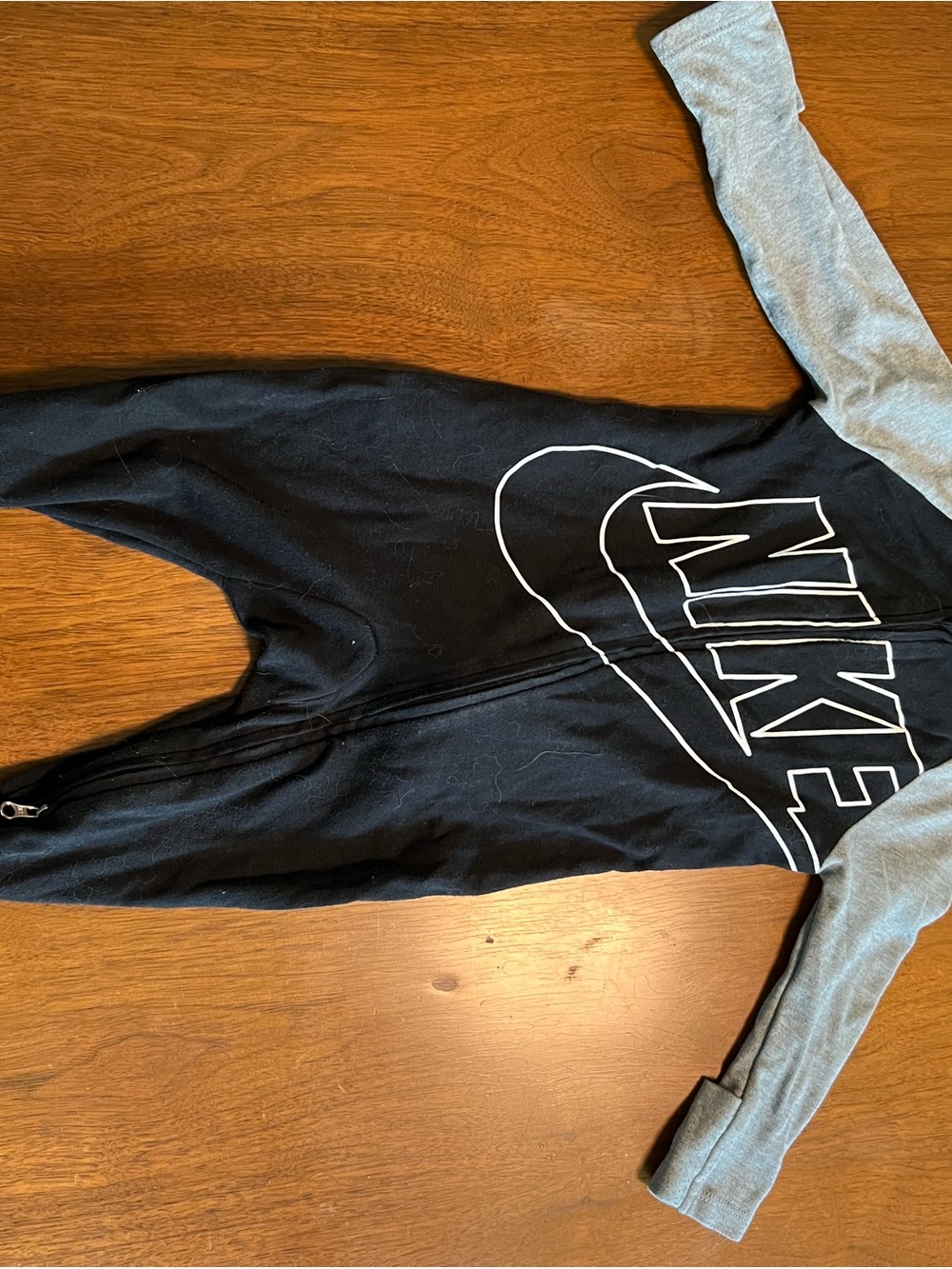 Nike Black Footie with Gray Sleeves and White Logo